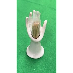Vintage/Retro/Boho Mini White Hand Toothpick Holder  🤍